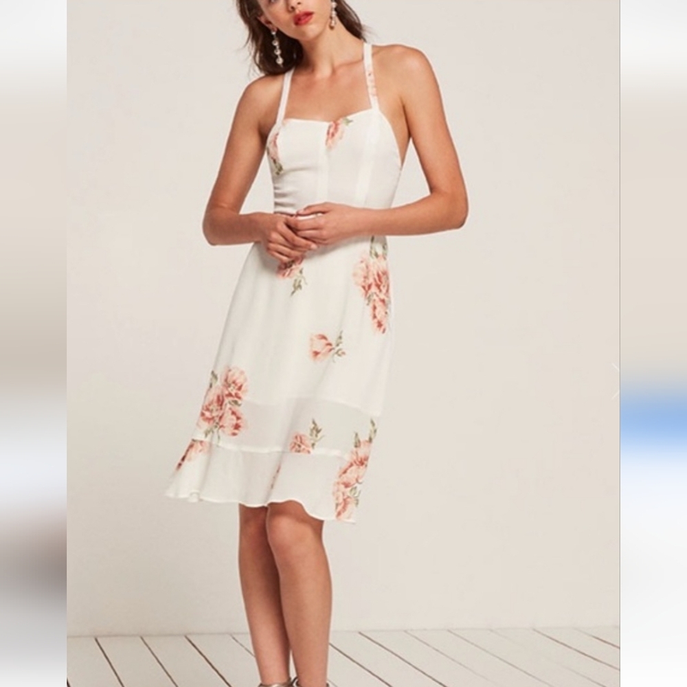 Reformation Giselle Pink Floral Print Dress, Size S/4, Summer Wedding Guest